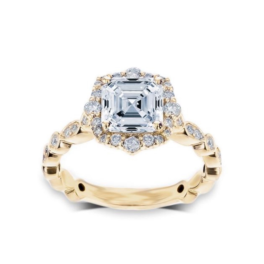 SuperNova Moissanite Asscher  Vintage Ring 2.2CTW
